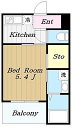 MELDIAかしわ台 1Kの間取図画像