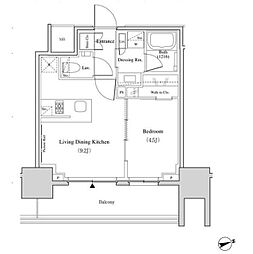 ザ・パークハビオ北千住 13階1LDKの間取り