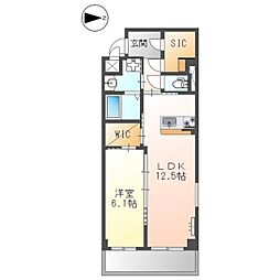 レアグランツ東難波I 1LDKの間取図画像
