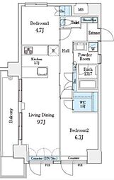 パークキューブ小岩 7階2LDKの間取り