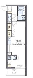 レオネクストエクセルアサヒ6 ワンルームの間取図画像