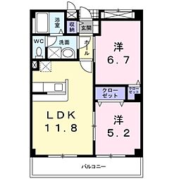 グレイス恵風 2LDKの間取図画像