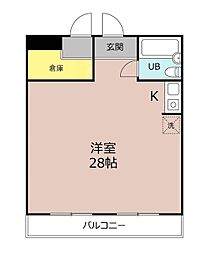 第2岐阜県ビル 7階ワンルームの間取り