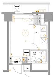 Terrazza Est 11階ワンルームの間取り