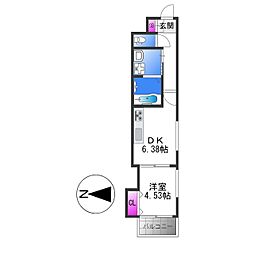 レクエルド柏田本町 1DKの間取図画像
