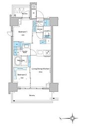ルフォンプログレ門前仲町プレミア 13階2LDKの間取り