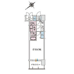 スプランディッド堺東III 1Kの間取図画像