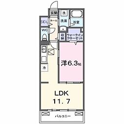 ベル ブライト 1LDKの間取図画像