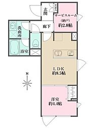アトリオフラッツ自由が丘 1SLDKの間取図画像