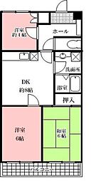 サクシードベル来夢館 3DKの間取図画像
