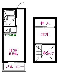 セルシオ宮戸 1Kの間取図画像