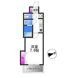 近鉄難波線 布施駅 徒歩7分の賃貸マンション 7階1Kの間取り