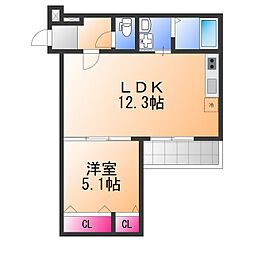サン・ルーチェ 1LDKの間取図画像