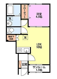 ディアコート 1LDKの間取図画像