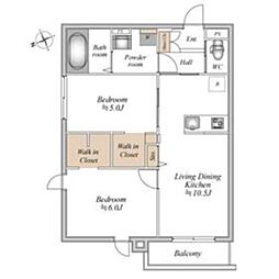 ザ・フォレスト立川 2階2LDKの間取り
