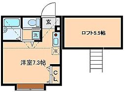 ロッセーラ横濱山手 1階ワンルームの間取り