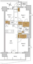 RJRプレシア東十条ガーデン 9階3LDKの間取り