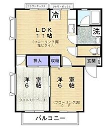 サンビレッジ和光 A棟 1階2LDKの間取り