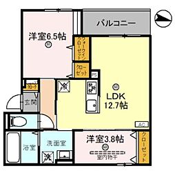 グランドール垂水 2LDKの間取図画像
