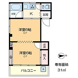 児玉ビル 4階2Kの間取り