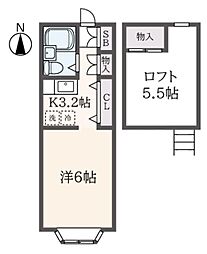 パティオヴィラ 2階1Kの間取り