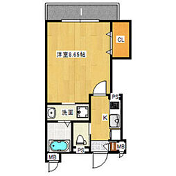 近鉄奈良線 河内花園駅 徒歩5分の賃貸アパート 3階1Kの間取り