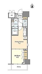 リーブルグラント神楽坂 6階1DKの間取り