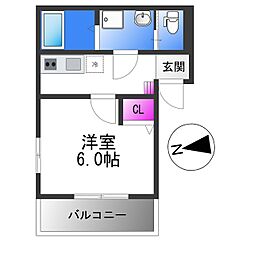 近鉄奈良線 瓢箪山駅 徒歩8分の賃貸アパート 1階1Kの間取り