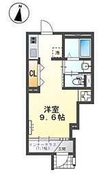 パーシモン ワンルームの間取図画像