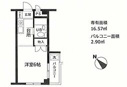 パレ・ドール淵野辺 ワンルームの間取図画像