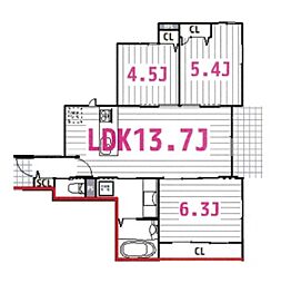 アルタス北国分 3LDKの間取図画像