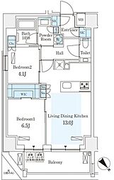 グランパセオ西麻布2 2LDKの間取図画像