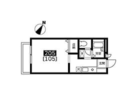 グランベルデ 2階1Kの間取り
