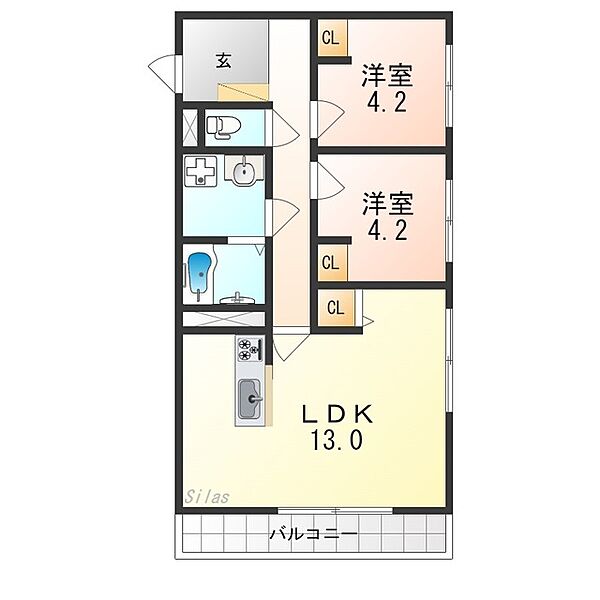 Chainon高石 ｜大阪府高石市千代田２丁目(賃貸アパート2LDK・3階・52.20㎡)の写真 その2