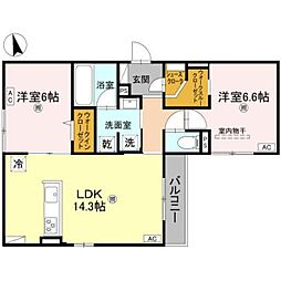 TORASIA上住吉 2LDKの間取図画像