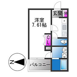 東大阪市吉松1丁目アパート 1Kの間取図画像