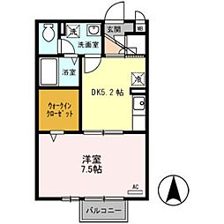 エトワール 2階1DKの間取り