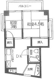 JR山手線 大塚駅 徒歩9分の賃貸マンション 2階2DKの間取り