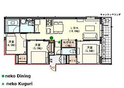 東急大井町線 等々力駅 徒歩16分の賃貸マンション 2階3LDKの間取り