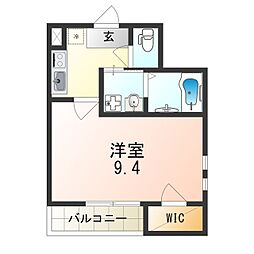近鉄奈良線 八戸ノ里駅 徒歩7分の賃貸アパート 2階1Kの間取り