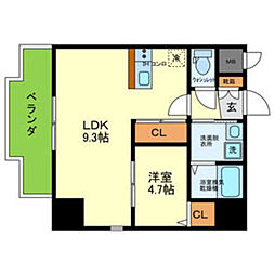 能勢電鉄妙見線 絹延橋駅 徒歩11分の賃貸マンション 8階1LDKの間取り