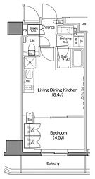 ザ・パークハビオ神楽坂香月 3階1LDKの間取り