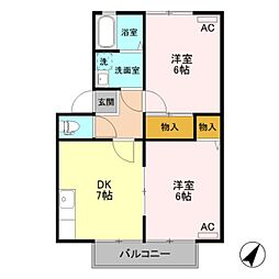 ハイツアイビス 2DKの間取図画像