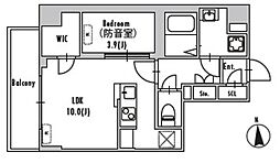 グランパセオ上野御徒町 2階1LDKの間取り