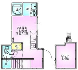 VILLEST 上石神井 2階ワンルームの間取り