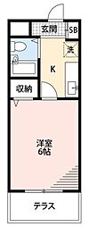メビウスメルズ 1階1Kの間取り