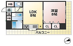 パシフィック神戸桜筋北館 1LDKの間取図画像
