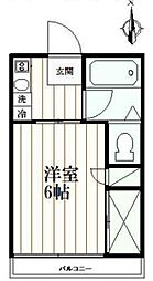 パークサイド瓜生1 3階1Kの間取り
