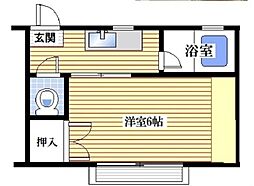 桜ハイム 1階1Kの間取り