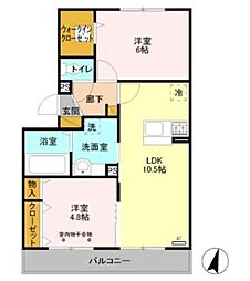 プリムローズ美南 2LDKの間取図画像